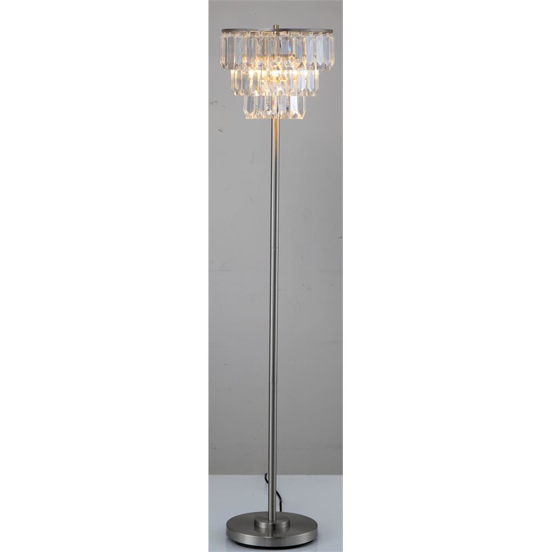Furniture of America Belle Contemporary Metal Floor Lamp in Light Silver