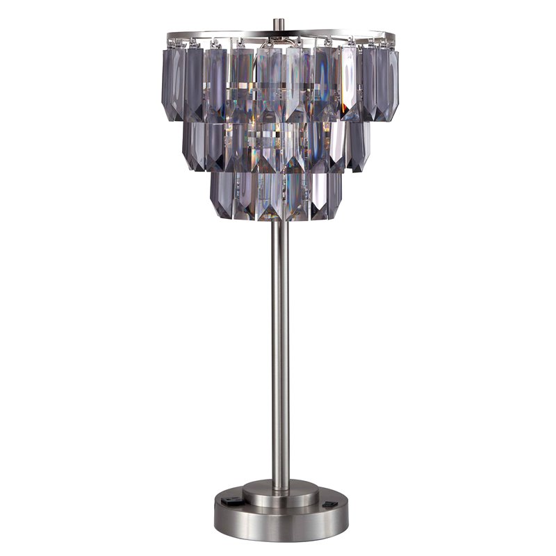 Furniture of America Belle Contemporary Metal Table Lamp in Dark Silver