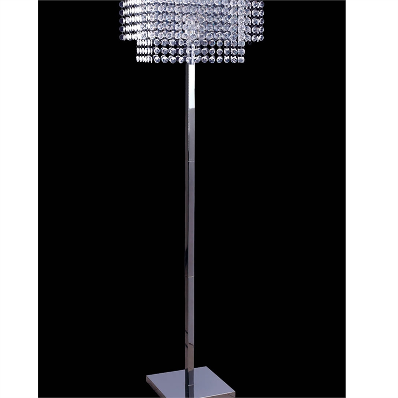 Furniture of America Tika Contemporary Metal Base Floor Lamp in Chrome