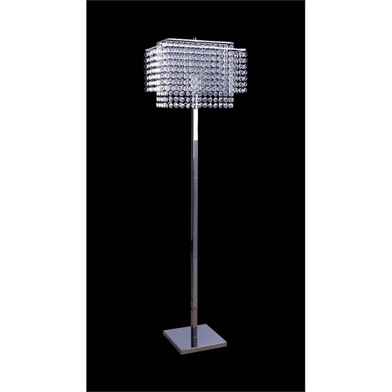 Furniture of America Tika Contemporary Metal Base Floor Lamp in Chrome