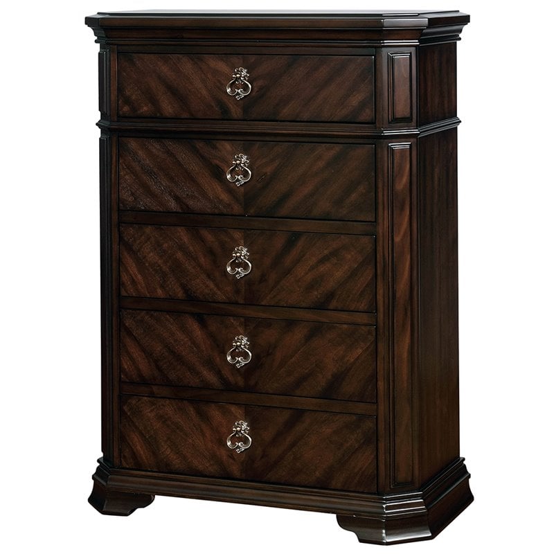 Furniture of America Kaylani Traditional Wood 5-Drawer Chest in Espresso