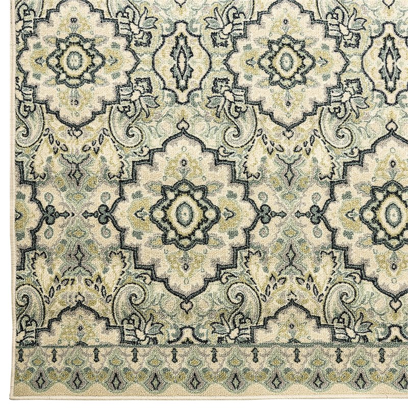 Furniture of America Petra 5' x 8' Fabric Area Rug in Light Gray and Blue 