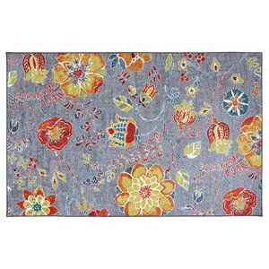 furniture of america daffy flowing floral area rug in gray and red