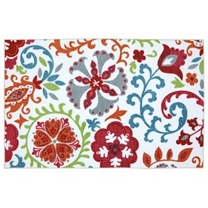 furniture of america feliz area rug in white and red