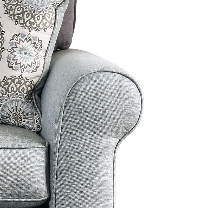 Furniture of America Joyce Transitional Fabric Upholstered Loveseat in Blue Gray