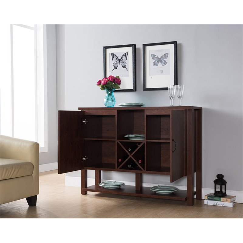 Furniture of America Winston Rustic Wood Wine Rack Buffet ...