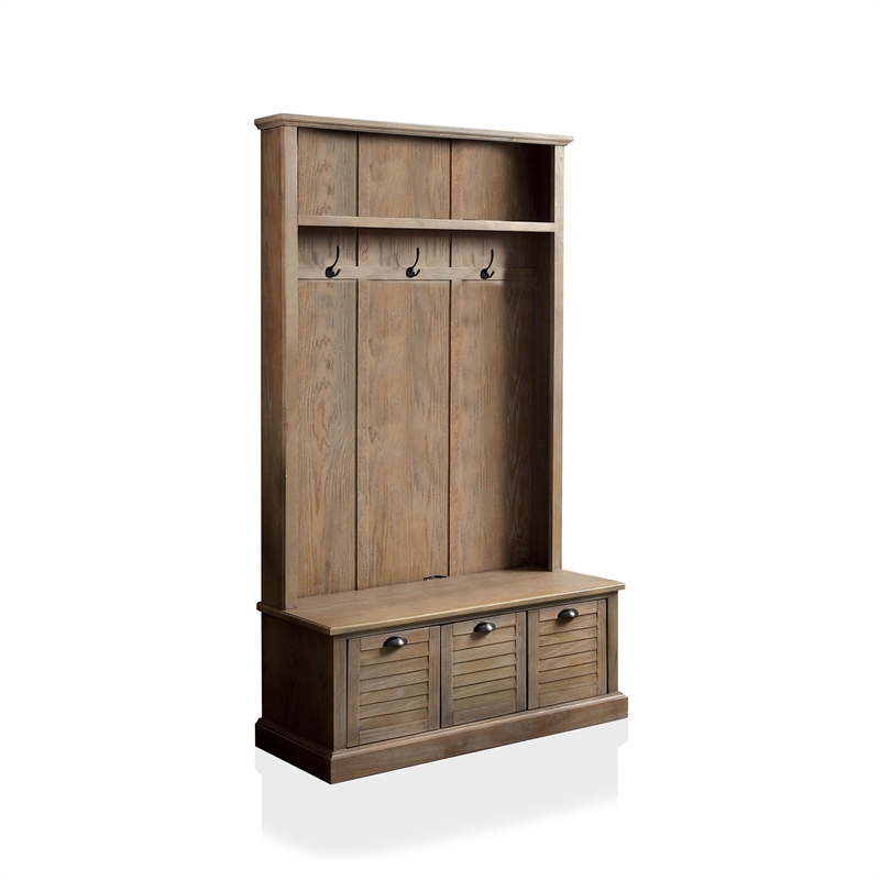 Furniture of America Zachary Rustic Wood Hallway in Weathered