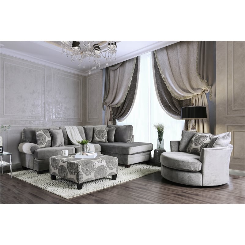 Furniture of America Sheryl Transitional Microfiber Sectional in Gray