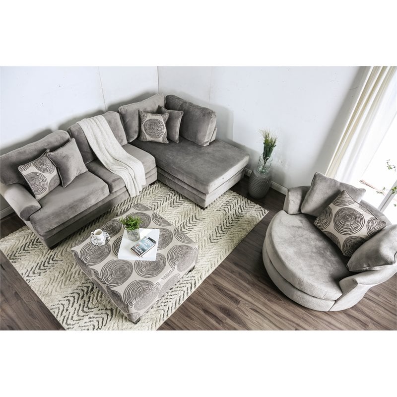 Furniture of America Sheryl Transitional Microfiber Sectional in Gray