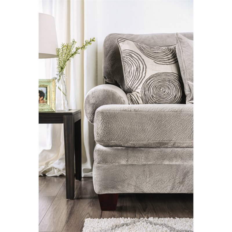 Furniture of America Sheryl Transitional 2-Piece Microfiber Sofa Set in Gray