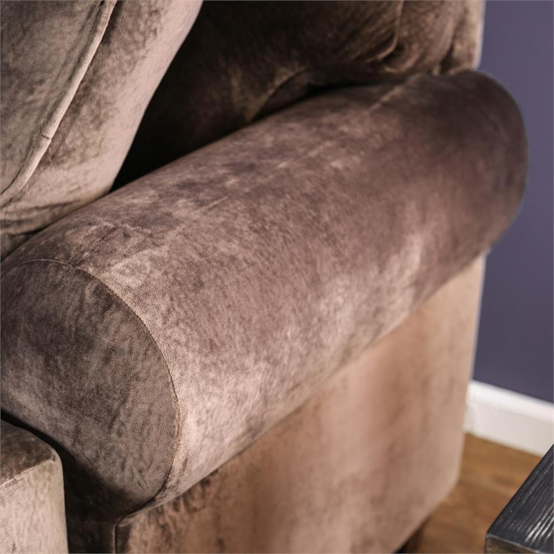 Furniture of America Sheryl Transitional Microfiber Upholstered Sofa in Brown