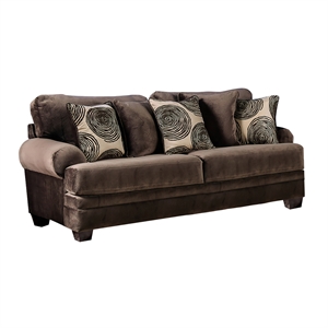 Furniture of America Sheryl Transitional Microfiber Upholstered Sofa in Brown