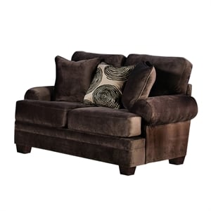 Furniture of America Sheryl Transitional Microfiber Loveseat in Brown