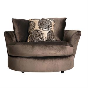 Furniture of America Sheryl Transitional Microfiber Swivel Chair in Brown
