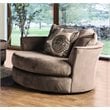 Furniture of America Sheryl Transitional Microfiber Swivel Chair in Brown