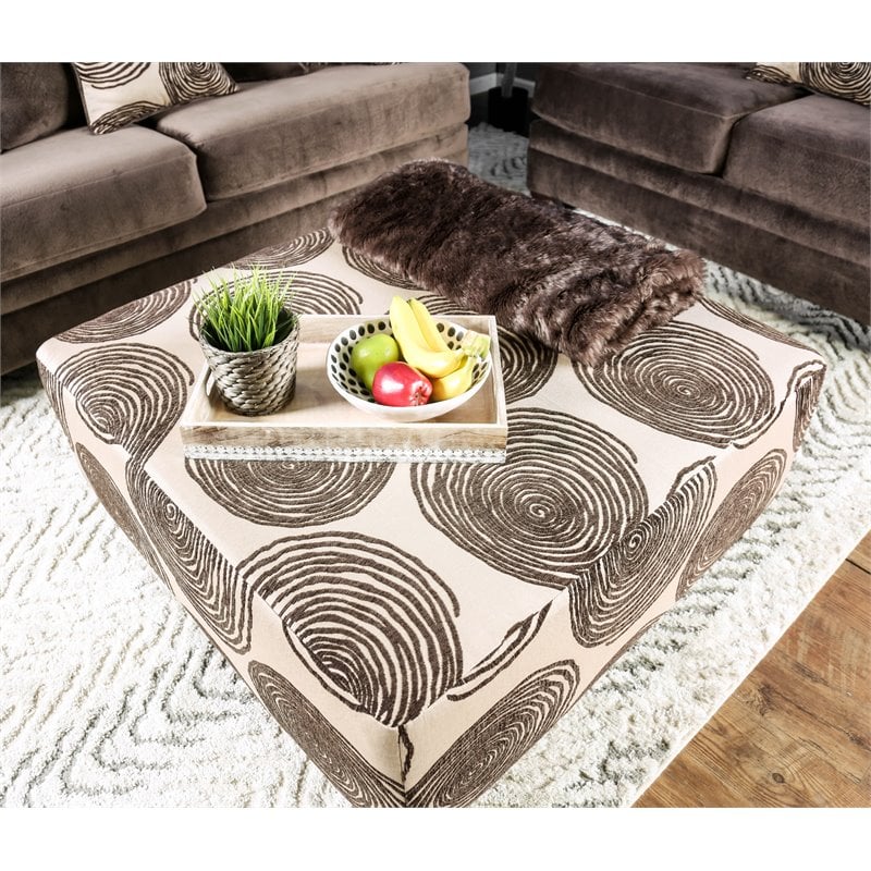 Furniture of America Sheryl Microfiber Upholstered Ottoman in Brown