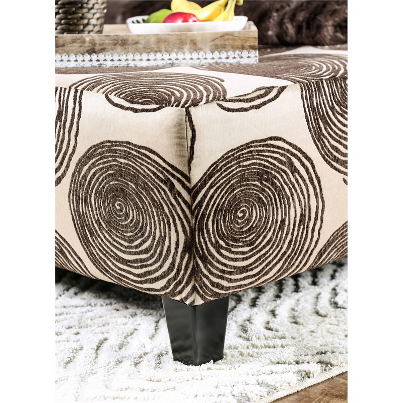 Furniture of America Sheryl Microfiber Upholstered Ottoman in Brown