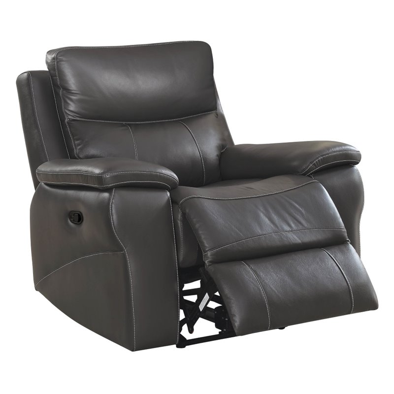 Furniture of America Soron Contemporary Leather Recliner in Gray | Cymax Business
