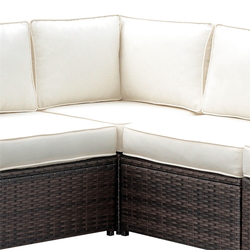 Furniture of America Daley Rattan Patio Corner Chair in Brown and Beige