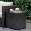 Furniture of America Daley Contemporary Glass Top Patio End Table in Brown