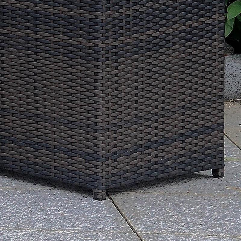 Furniture of America Daley Contemporary Glass Top Patio End Table in Brown