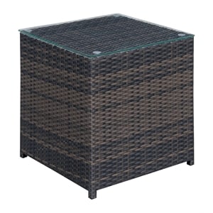 Furniture of America Daley Contemporary Glass Top Patio End Table in Brown