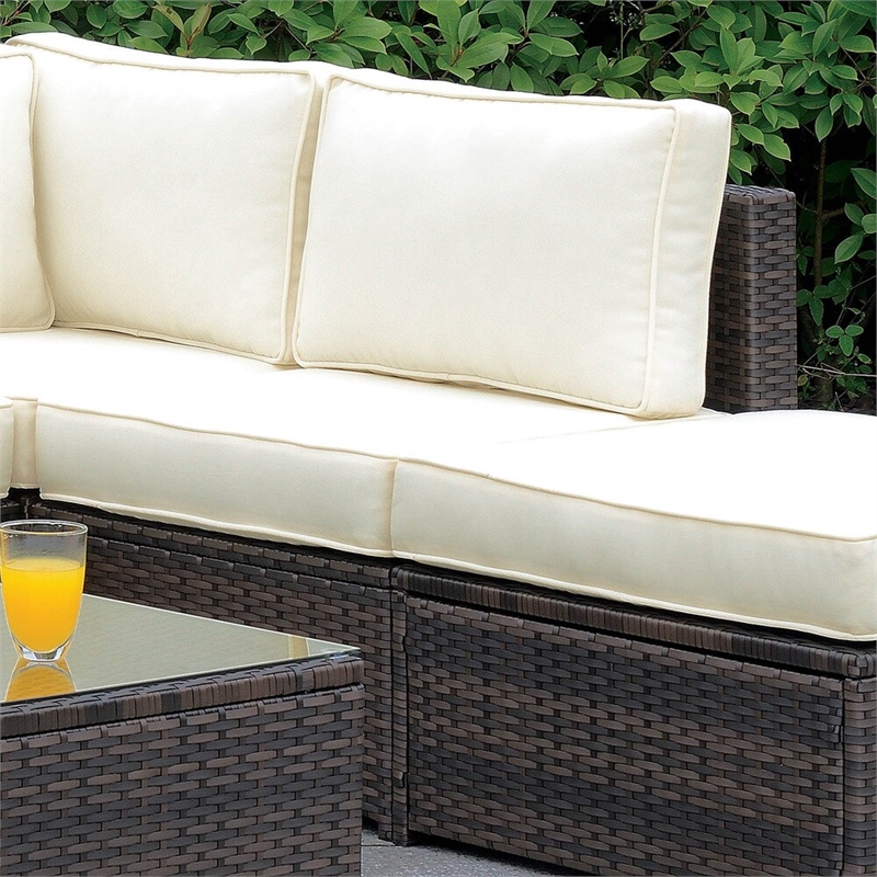 Furniture of America Daley Rattan Patio Armless Chair in Brown and Beige