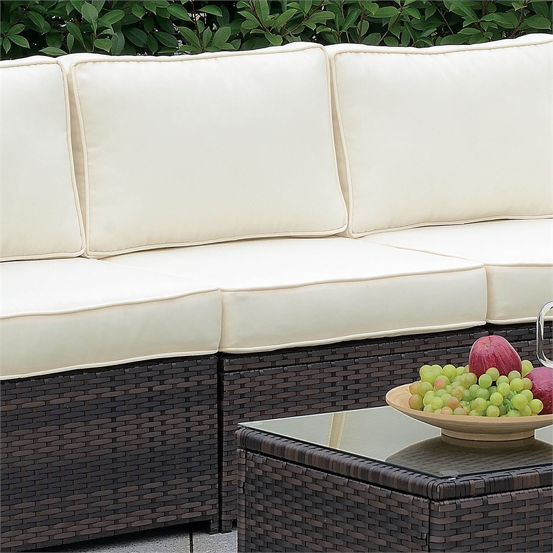 Furniture of America Daley Rattan Patio Armless Chair in Brown and Beige