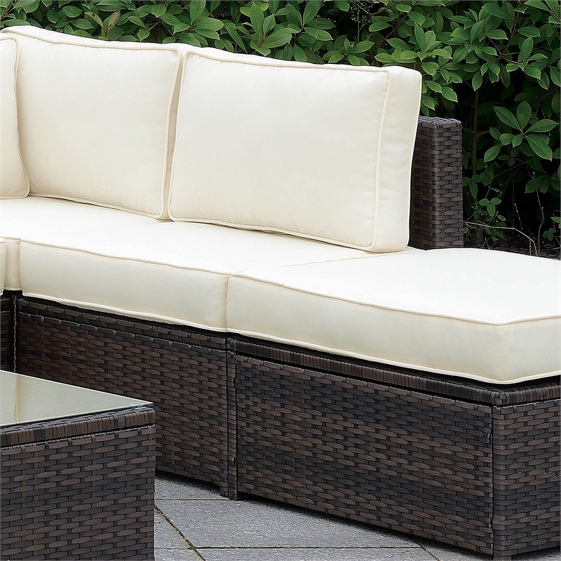 Furniture of America Daley Rattan Patio Armless Chair in Brown and Beige