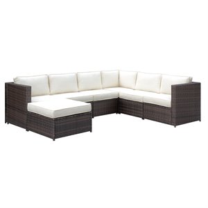 furniture of america daley rattan patio sectional set in brown and beige