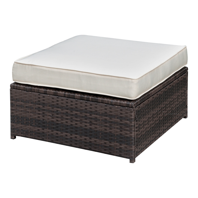 Furniture of America Daley Brown and Beige Rattan Patio Sectional Set