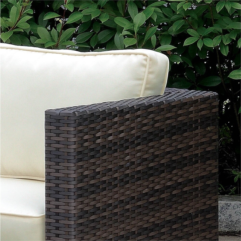 Furniture of America Daley Brown and Beige Rattan Patio Sectional Set