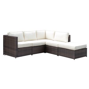 furniture of america daley brown and beige rattan patio sectional set