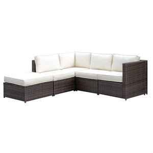 furniture of america daley rattan 7-piece patio sectional set in brown