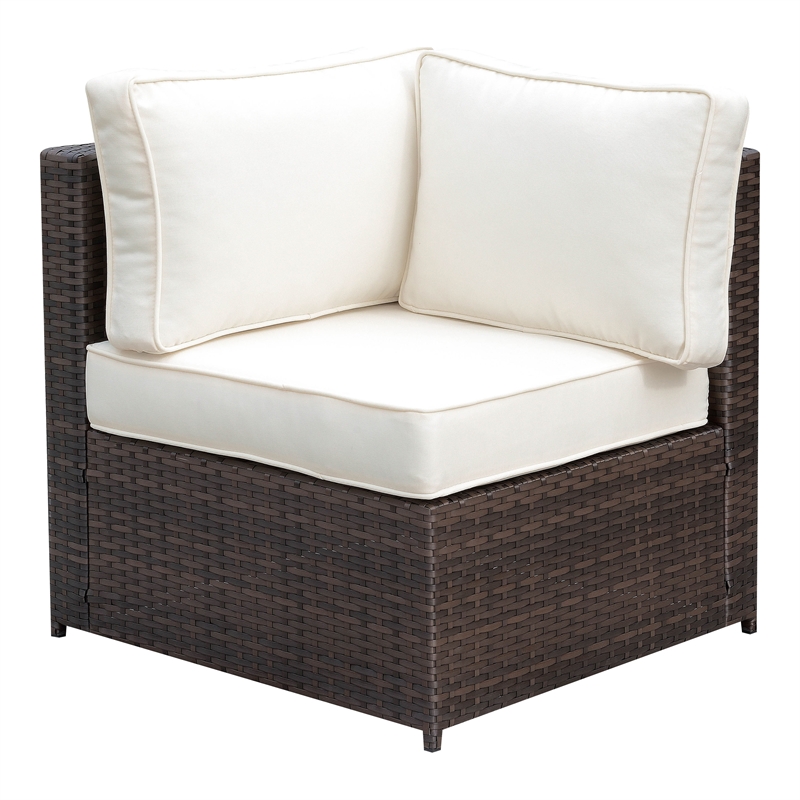 Furniture of America Daley Contemporary Brown Rattan Patio Sectional Set