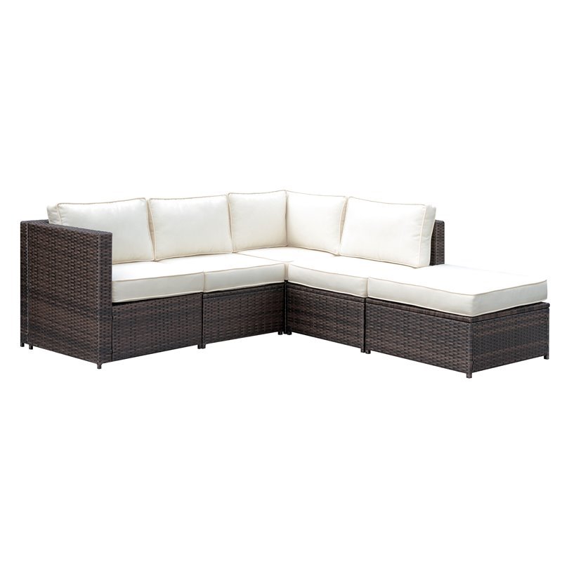 Furniture of America Daley Contemporary Brown Rattan Patio Sectional Set