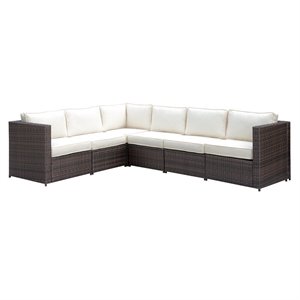 furniture of america daley 8-piece rattan patio sectional set in brown