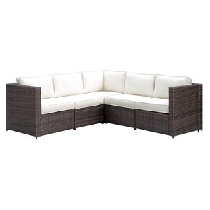 furniture of america daley rattan outdoor sectional set in brown