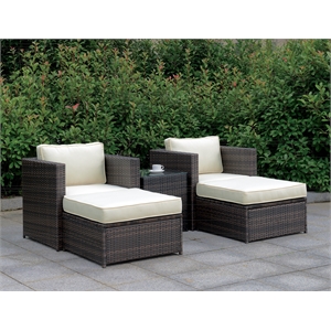 furniture of america daley modern faux rattan patio conversation set in brown and beige