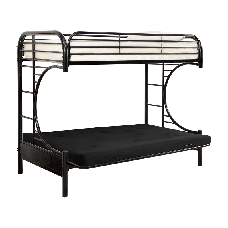 Furniture Of America Hayley Metal Twin, White Metal Bunk Bed With Futon
