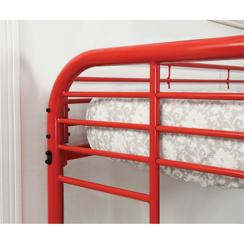 red bunk bed twin over full