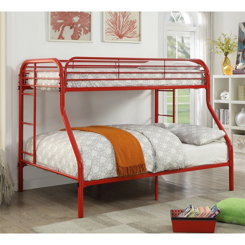 Furniture of America Sulie Transitional Metal Twin over Full Bunk Bed in Red