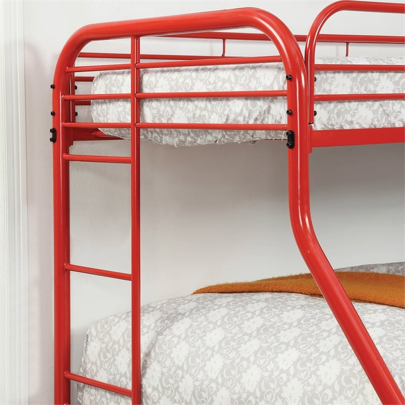 Furniture of America Sulie Transitional Metal Twin over Full Bunk Bed in Red