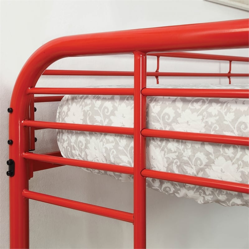Furniture of America Sulie Transitional Metal Twin over Full Bunk Bed in Red