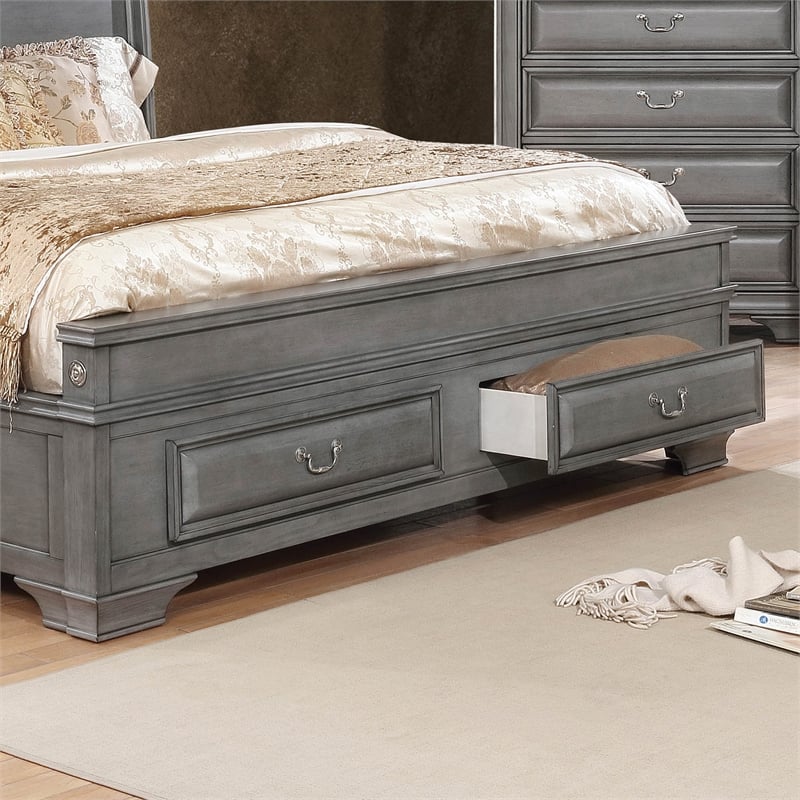 Furniture of America Bradford Wood Queen Storage Platform Bed in Gray