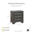 Furniture of America Bradford Solid Wood 3-Drawer Nightstand in Gray