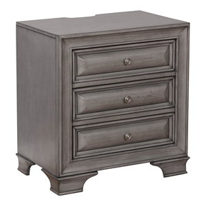 Furniture of America Bradford Solid Wood 3-Drawer Nightstand in Gray