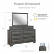 Furniture of America Bradford Solid Wood 10-Drawer Dresser and Mirror in Gray