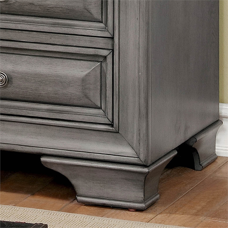 Furniture of America Bradford Solid Wood 10-Drawer Dresser and Mirror in Gray