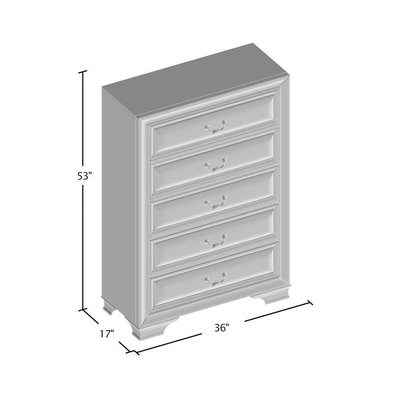 Furniture of America Bradford Transitional Wood 5-Drawer Chest in Gray